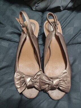 Clarks Metallic Bronze Bow Slingback Flats